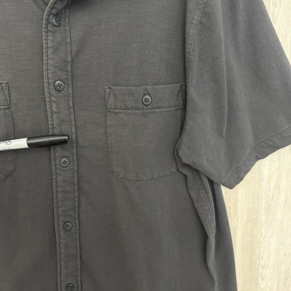 Faherty Short Sleeve Knit Seasons Shirt Men XL Washed Black Pockets Casual READ - Picture 4 of 12